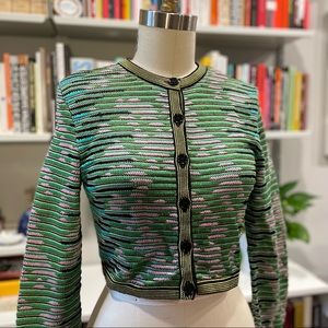 M Missoni cropped zig zag knit sweater cardigan 💚 designer knit crop